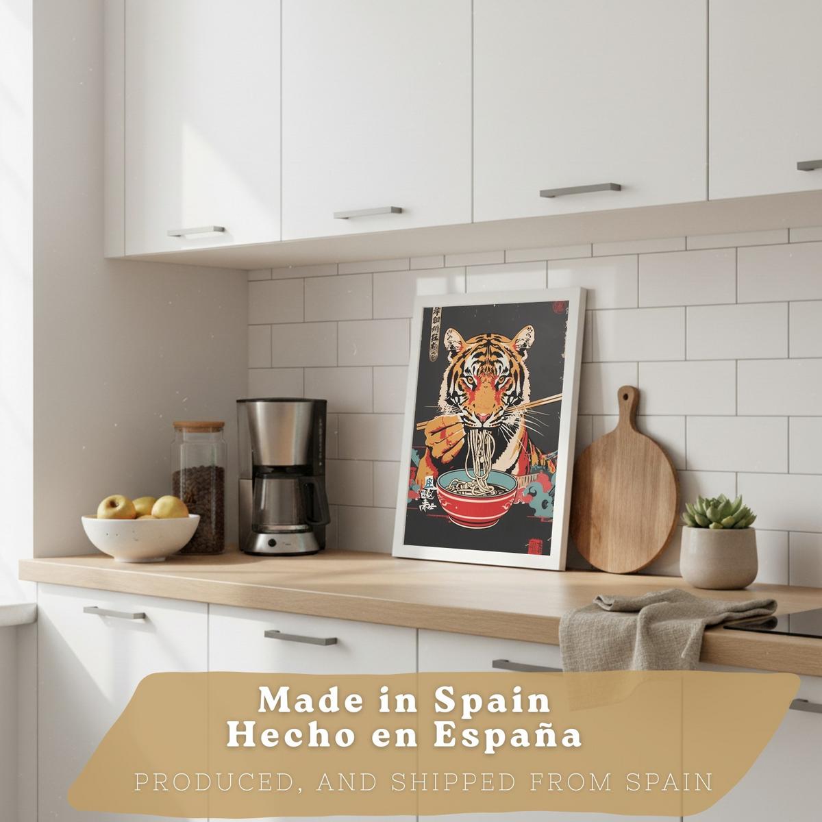 POSTER 3er Set Japanische Ramen Tier-Wandbilder Panda Tiger und Hase Nudeln Vintage Küche Wanddeko Rahmenlos A3 - Klar, Papier (29.7/1/42cm) - Nacnic