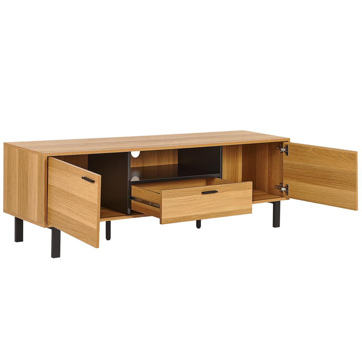 TV-MÖBEL Hellbraun, Schwarz CLAREMONT 40/160/51 cm - Hellbraun, Holzwerkstoff (160/51/40cm) - Beliani