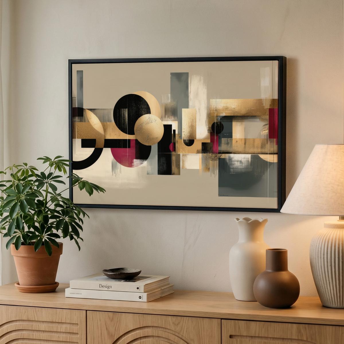 LEINWAND Bilder mit Rahmen - Abstrakt - Formen - Beige - Texturen - 60x40 - Beige, Textil (60/40cm) - MuchoWow