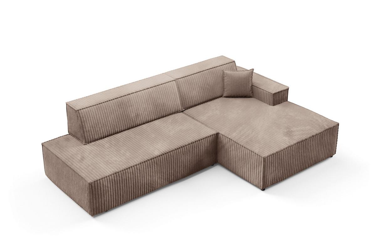 ECKSOFA TESSO L-S Braun Kordstoff mit Schlaffunktion - Braun, Holz (247/170cm) - MASSENO