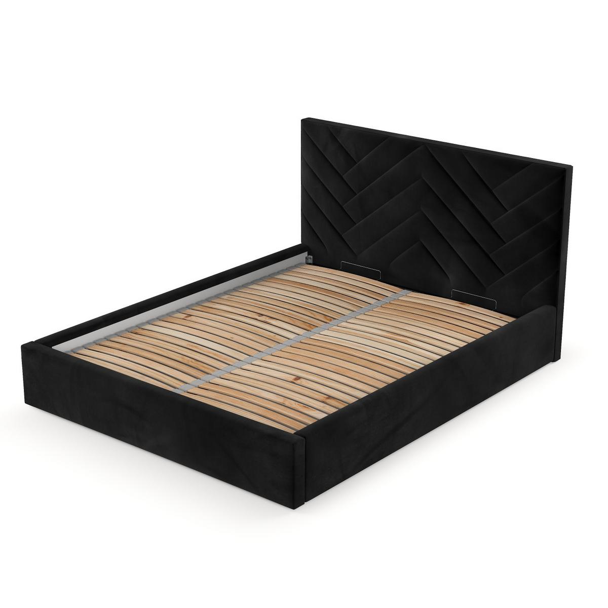 POLSTERBETT Arco 140/200 cm Schwarz im Kronos Stoff - Schwarz/Naturfarben, Holz/Holzwerkstoff (140/200cm) - AltaBeds