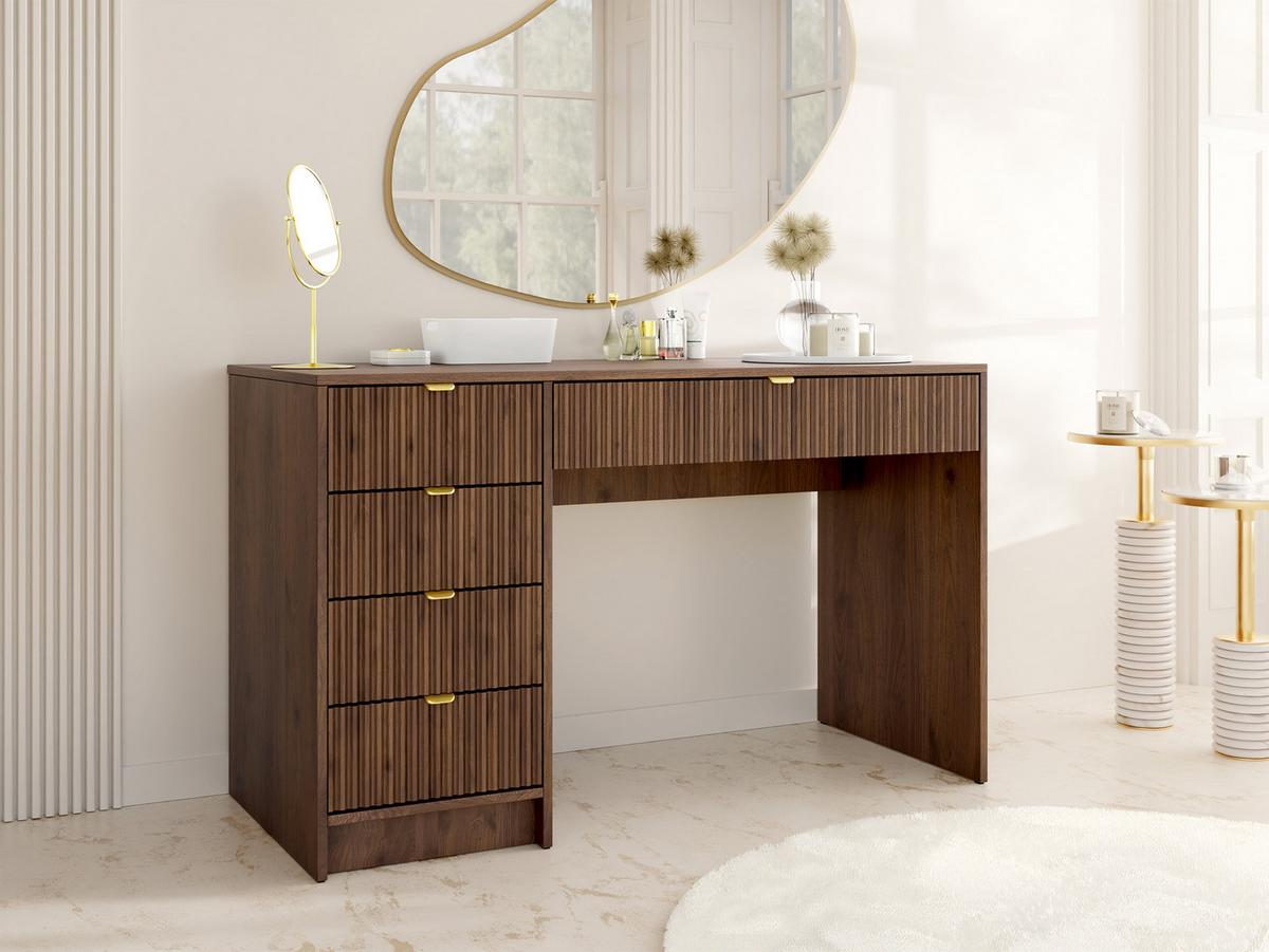 SCHREIBTISCH Tireno - Goldfarben/Nussbaumfarben, Holzwerkstoff/Metall (120/55/76cm) - MIRJAN24