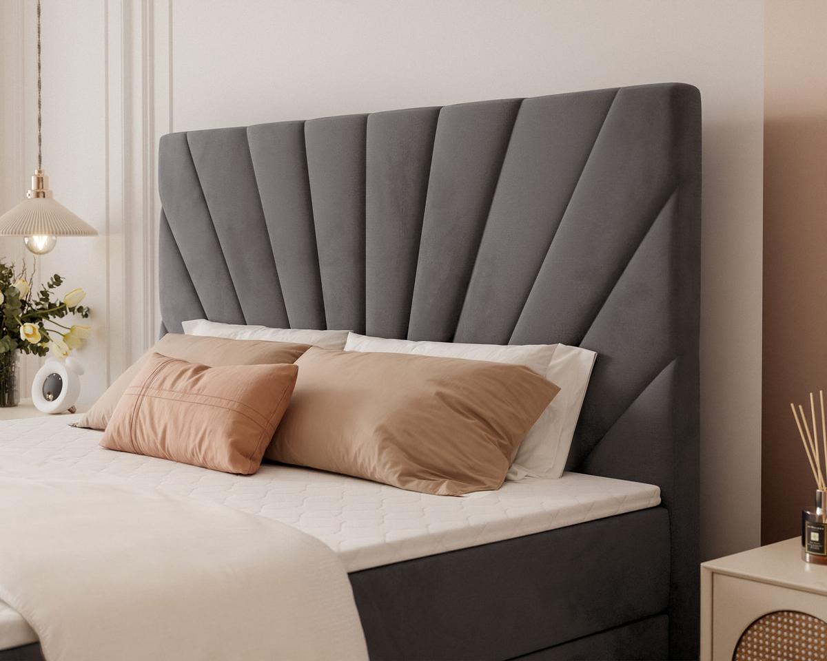 BOXBETT 160x200 cm mit Topper - Dunkelgrau, Holzwerkstoff/Textil (200/200cm) - Idohome