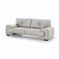 3-SITZER SOFA Omega aus Kunstleder, Hellgrau - Hellgrau/Schwarz, Leder (225/88/98cm) - Beautysofa