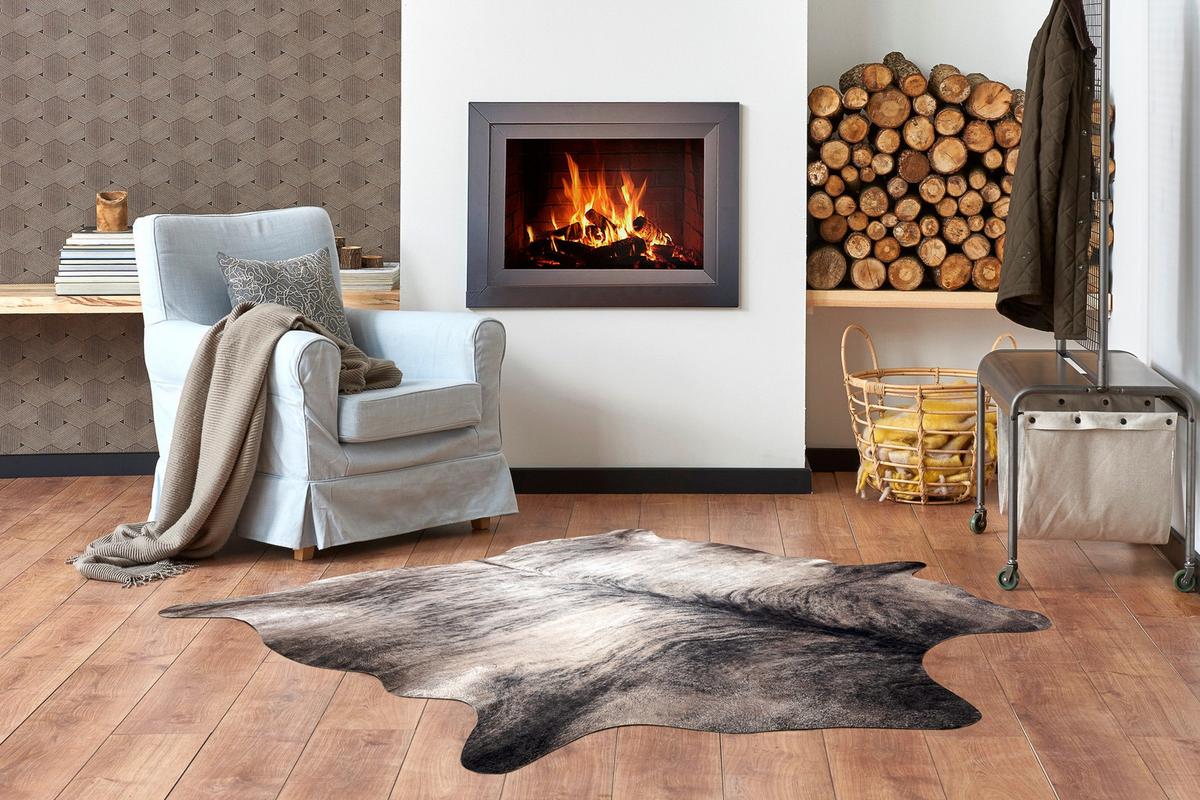 TEPPICH Künstliches Rindsleder 100/150 cm - Grau, Textil (100/150cm) - rugsX