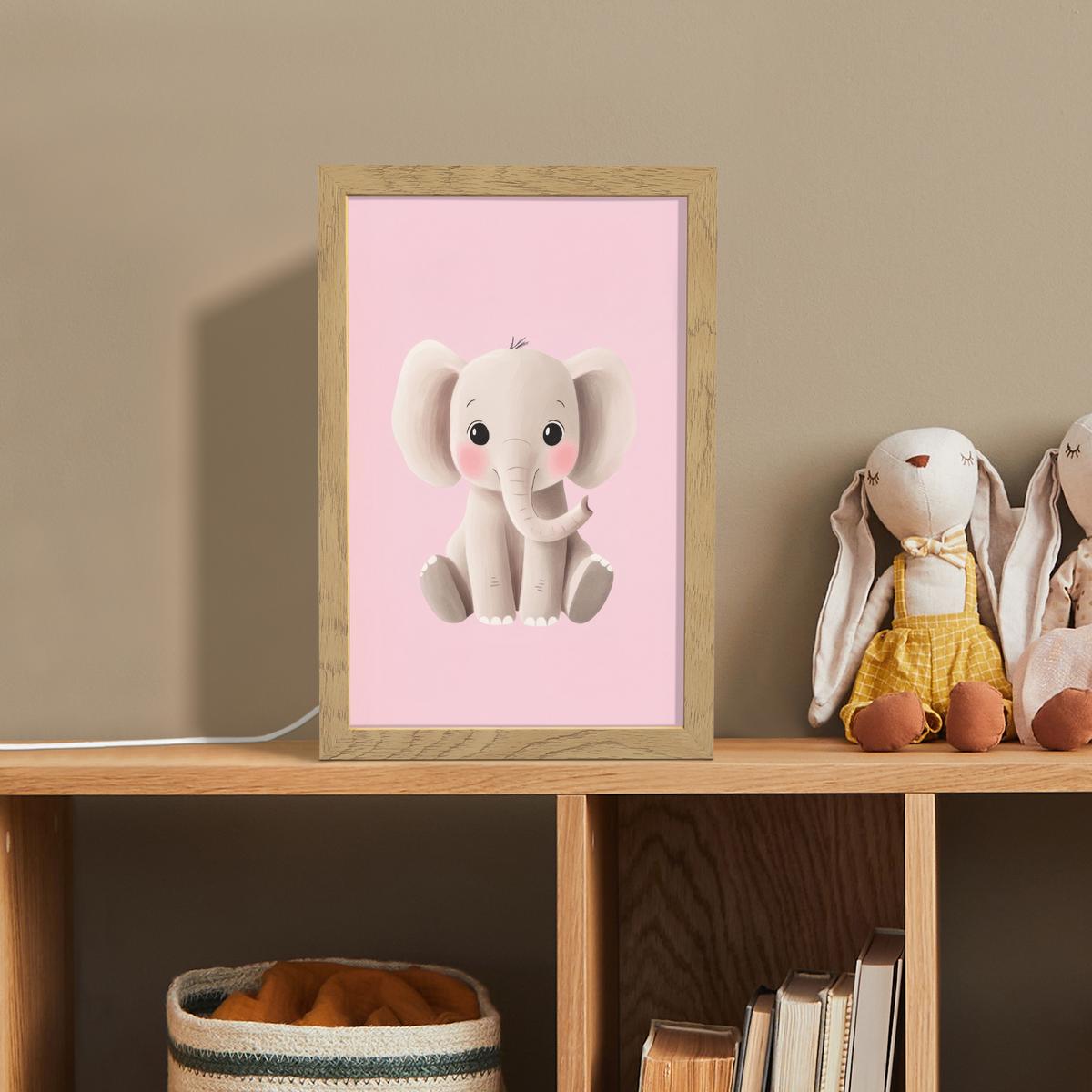 NACHTTISCHLAMPE Elefant - Baby - Rosa - Cartoon 20x30 cm - Rosa, Holzwerkstoff (8/20/30cm) - OnlyWow