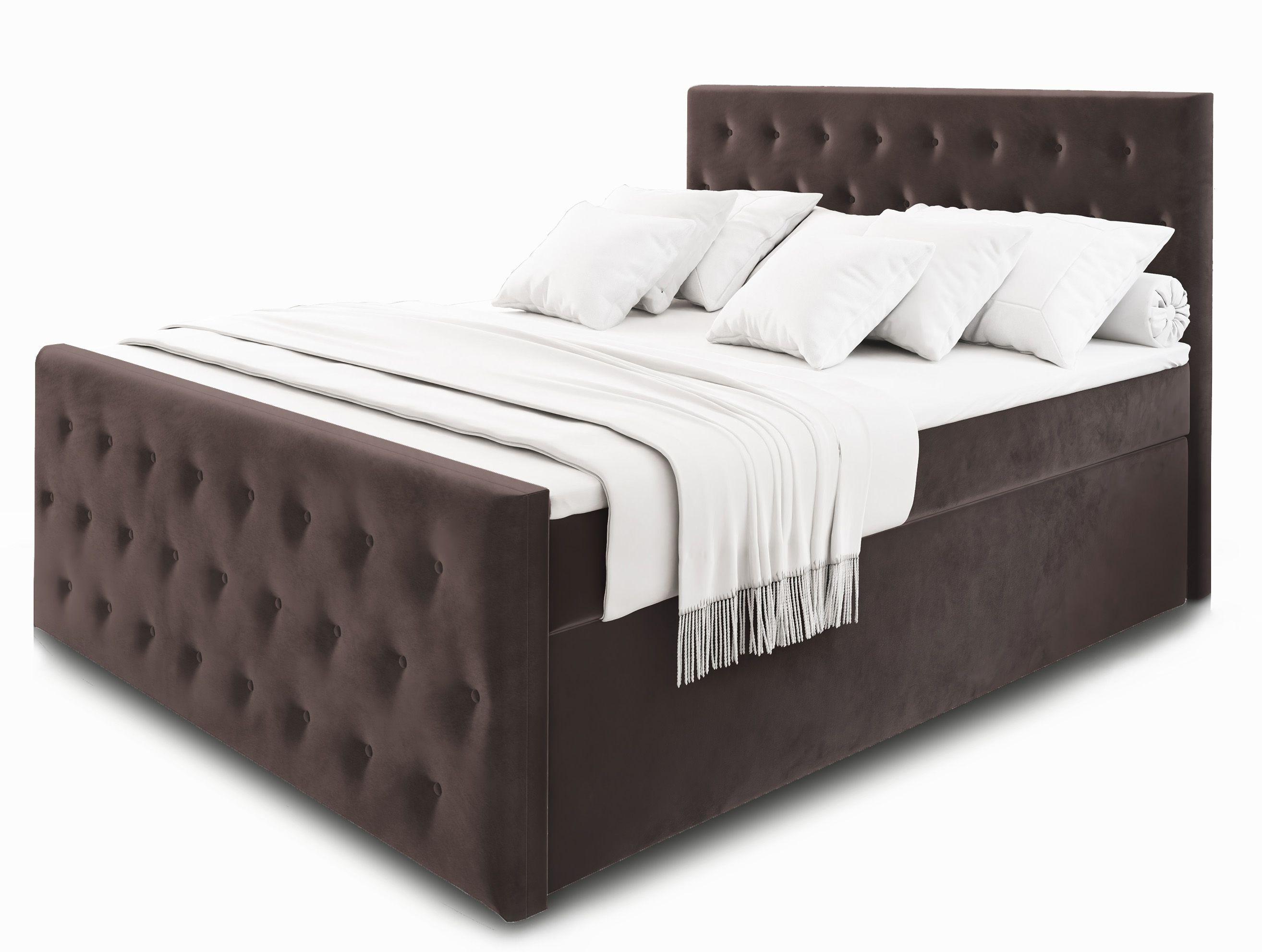 BOXBETT FONDI 160x200 cm mit Matratze und Topper - Braun - Braun, Holz (160/200cm) - MASSENO