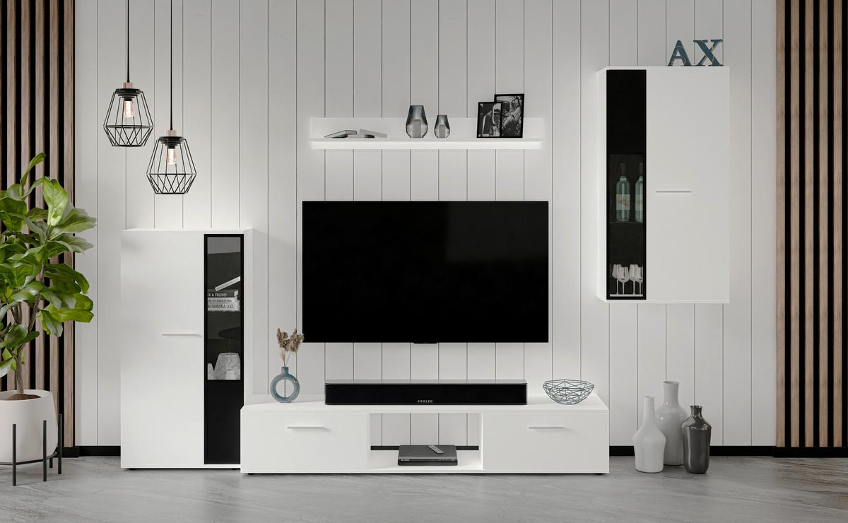 WOHNWAND Formilo Weiß 294/180/40 cm Hochwertige TV Wohnwand - Weiß, Holzwerkstoff/Kunststoff (294/180/40cm) - AX Living