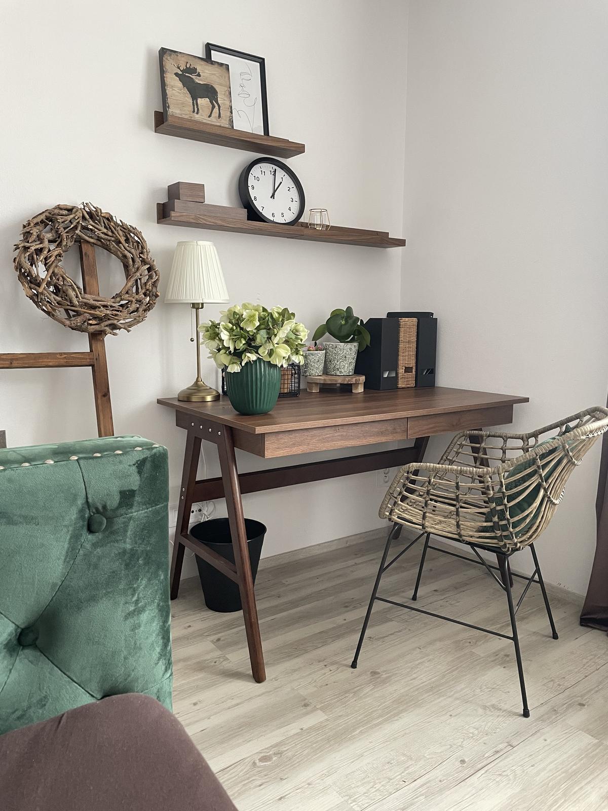 SCHREIBTISCH dunklerHolzfarbton 120/70/75 cm Sheslay - Dunkelgrau, Holzwerkstoff (120/72/75cm) - Beliani