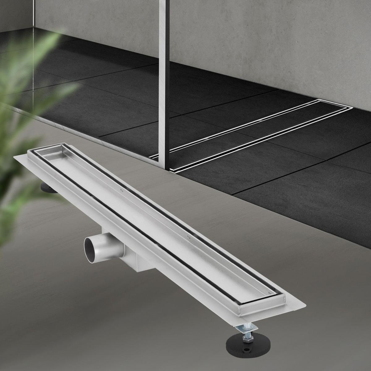 DUSCHRINNE 70cm - Silberfarben, Metall (13.9/7.8/74cm) - LuxeBath