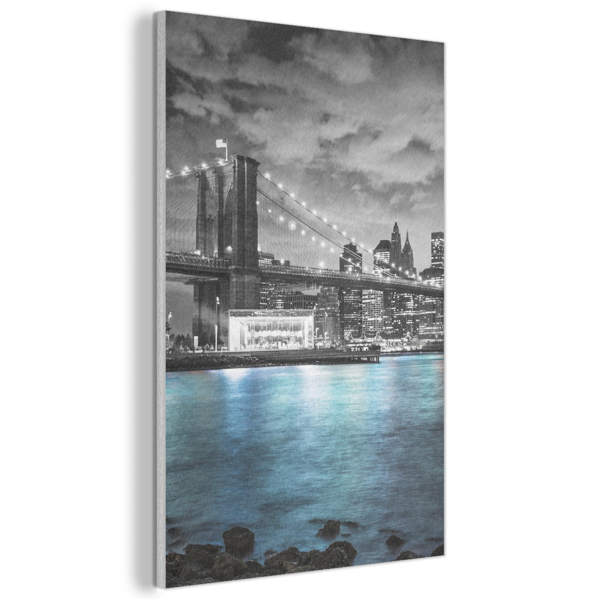 AKUSTIKBILD New York - Skyline - Stadt - Blau Wanddeko 60x90 cm - Blaugrau, Kunststoff (60/90/0.9cm) - MuchoWow