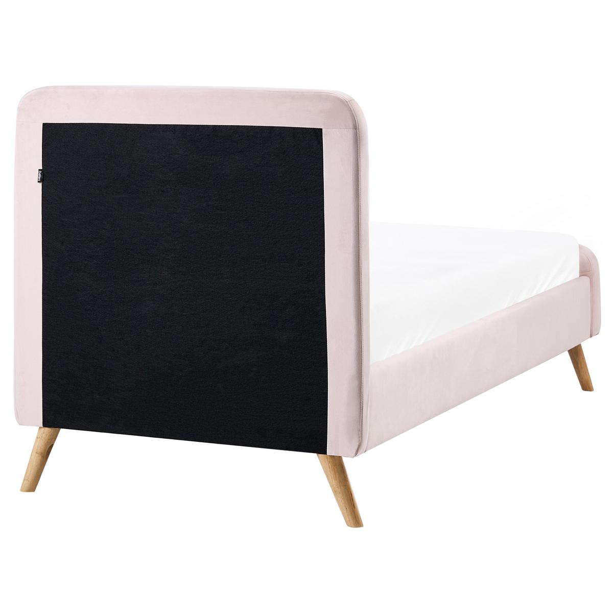 BETT mit Lattenrost 90/200 cm Samtstoff Pastellrosa Rennes - Pink, Textil (90/200cm) - Beliani