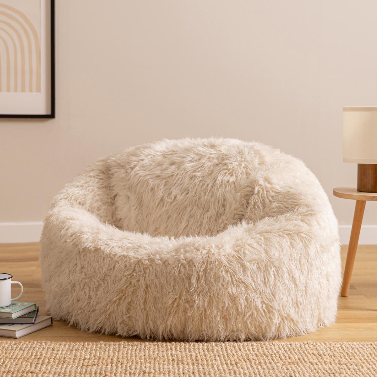 SITZSACK Mongolisch aus Kunstfell - Weiß, Kunststoff (85/50/85cm) - icon