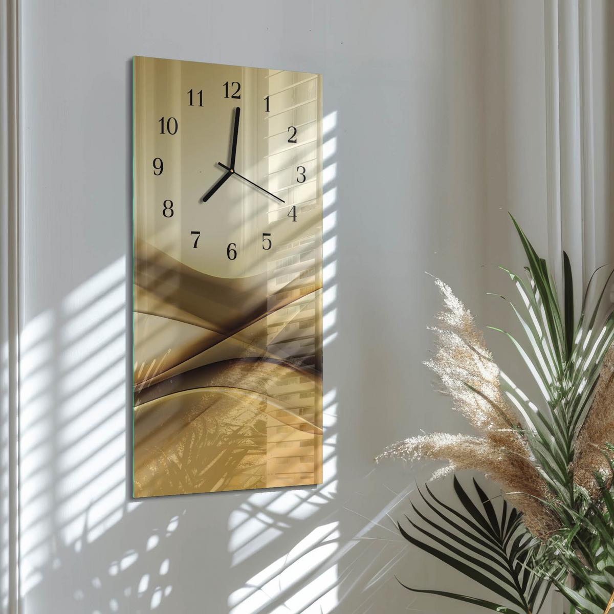 WANDUHR aus Glas 30x60 cm - Abstraktion - Beige, Glas (30/60/0.4cm) - TULUP