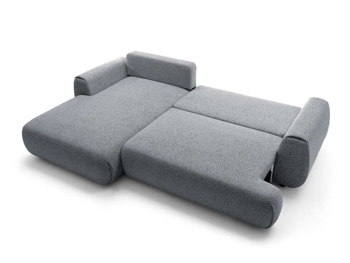 ECKSOFA ZEST Grau Geflochtener Stoff mit Schlaffunktion - Grau, Holz (270/167cm) - MASSENO