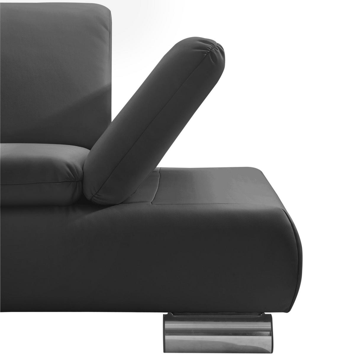 ECKSOFA mit Ottomane links Kaye Bezug Kunstleder Metallfuß verchromt / schwarz - Schwarz, Kunststoff (190/270cm) - 58aufmkessel