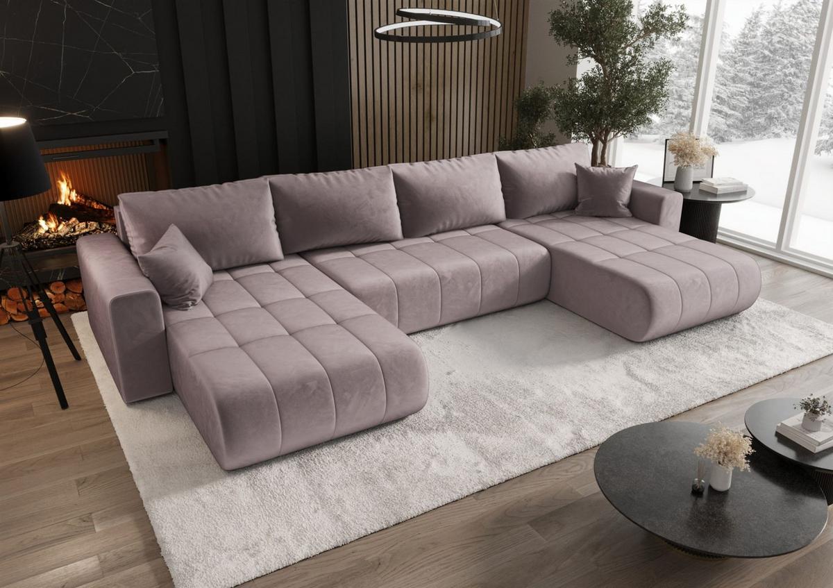 WOHNLANDSCHAFT Camila In Monolith - Flieder, Holzwerkstoff/Textil (384/85/175cm) - Fun Möbel