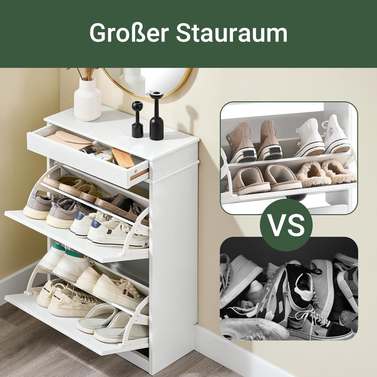 SCHUHSCHRANK Weiß - Weiß, Holzwerkstoff (54/82/24cm) - SoBuy