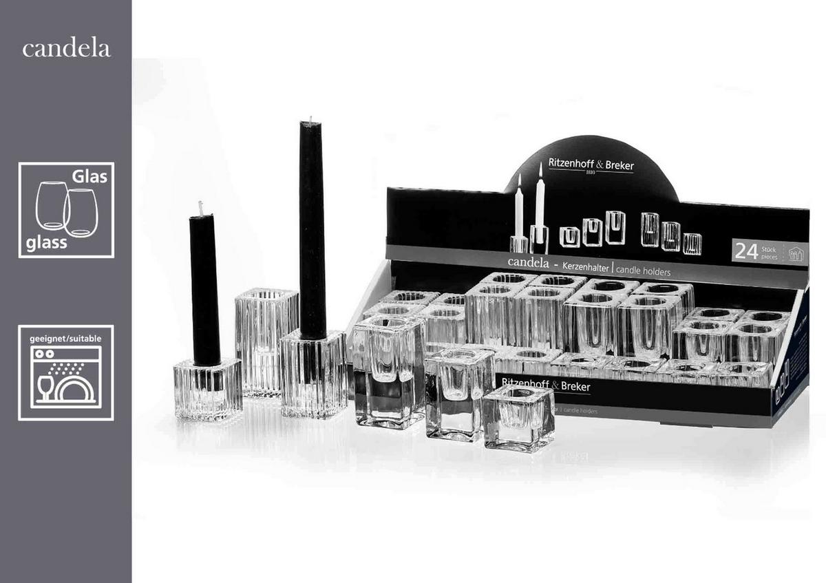 KERZENHALTER Candela transparent 4 / 6 / 8 cm 24-tlg. - Transparent, Glas (2/2/2cm) - Ritzenhoff Breker