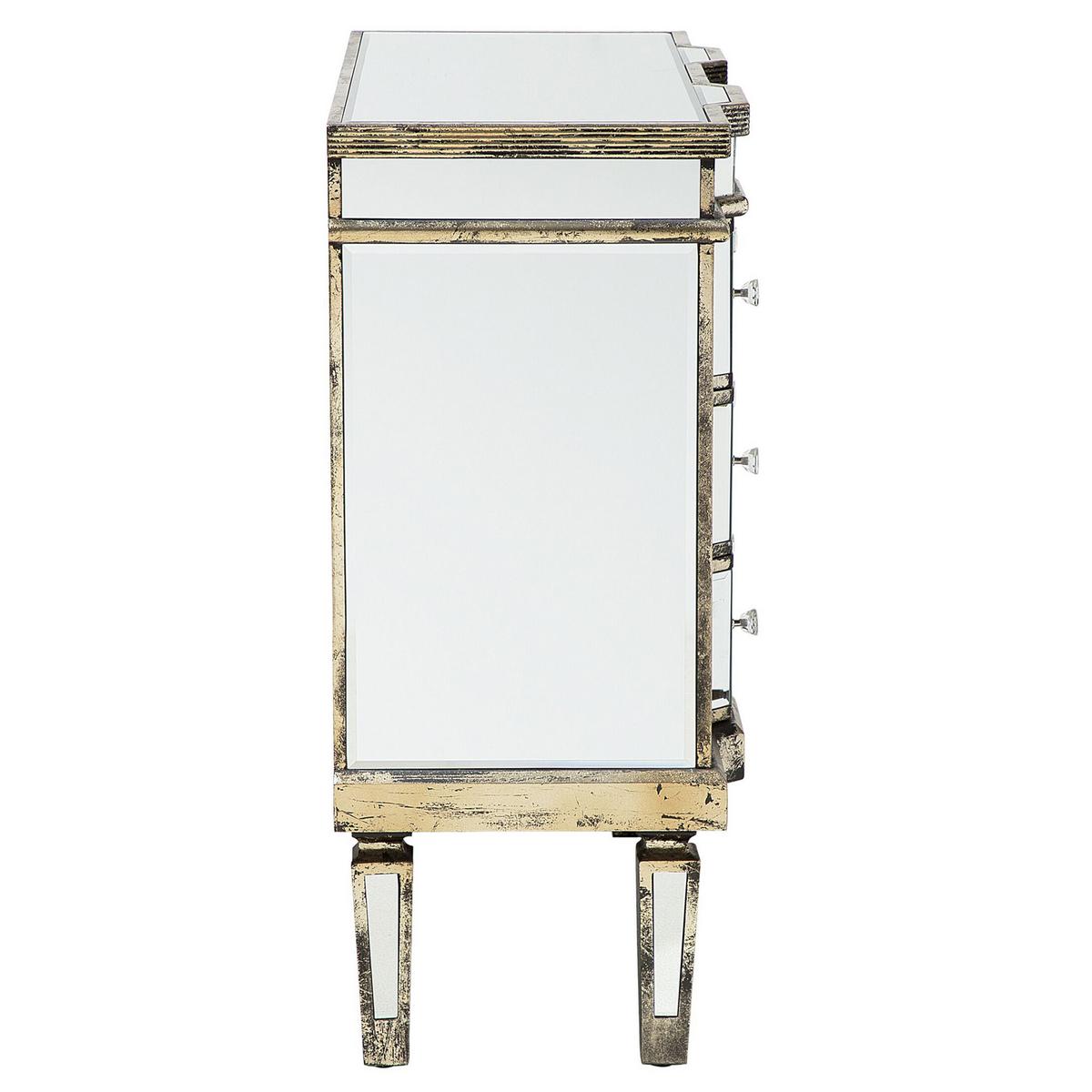 KOMMODE 6 Schubladen Spiegeleffekt Mozela - Silberfarben/Goldfarben, Glas (81/80/35cm) - Beliani