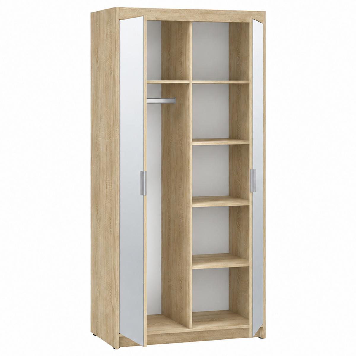 DREHTÜRENSCHRANK Elena mit 2 Türen und 2 Spiegel, 90 cm, Sonoma Eiche - Sonoma Eiche, Holzwerkstoff (90/190/53cm) - Beautysofa