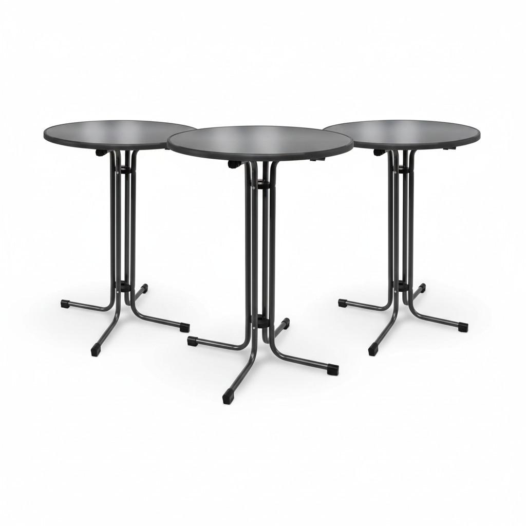 STEHTISCH Bellini Ø80xH110cm Schwarz (3tlg) - Schwarz, Holz/Metall (80/80/110cm) - Beautissu 