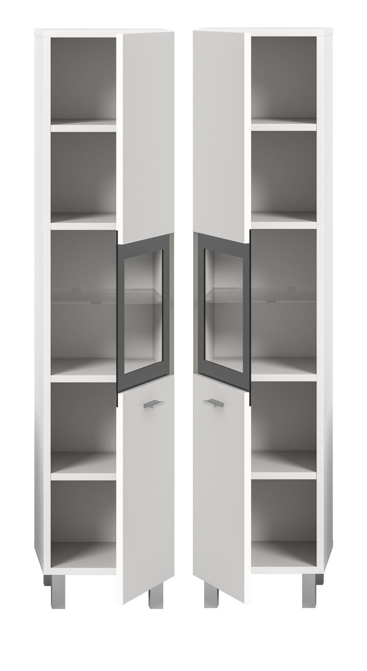 MIDISCHRANK weiß 30 cm, Badschrank hängend oder stehend - Silberfarben/Schwarz, Glas/Holzwerkstoff (30/125/29cm) - Inn.Furn