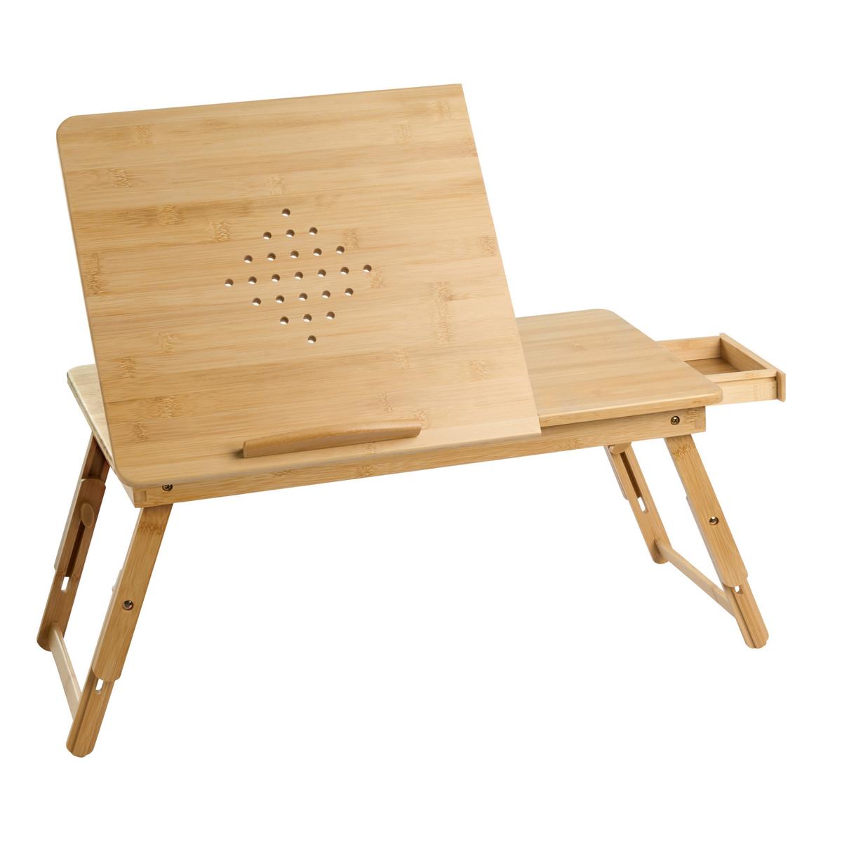 KLAPPBARER Laptoptisch Hellbraun 57/35 cm Orge - Hellbraun/Braun, Holz (35/57/21cm) - Beliani