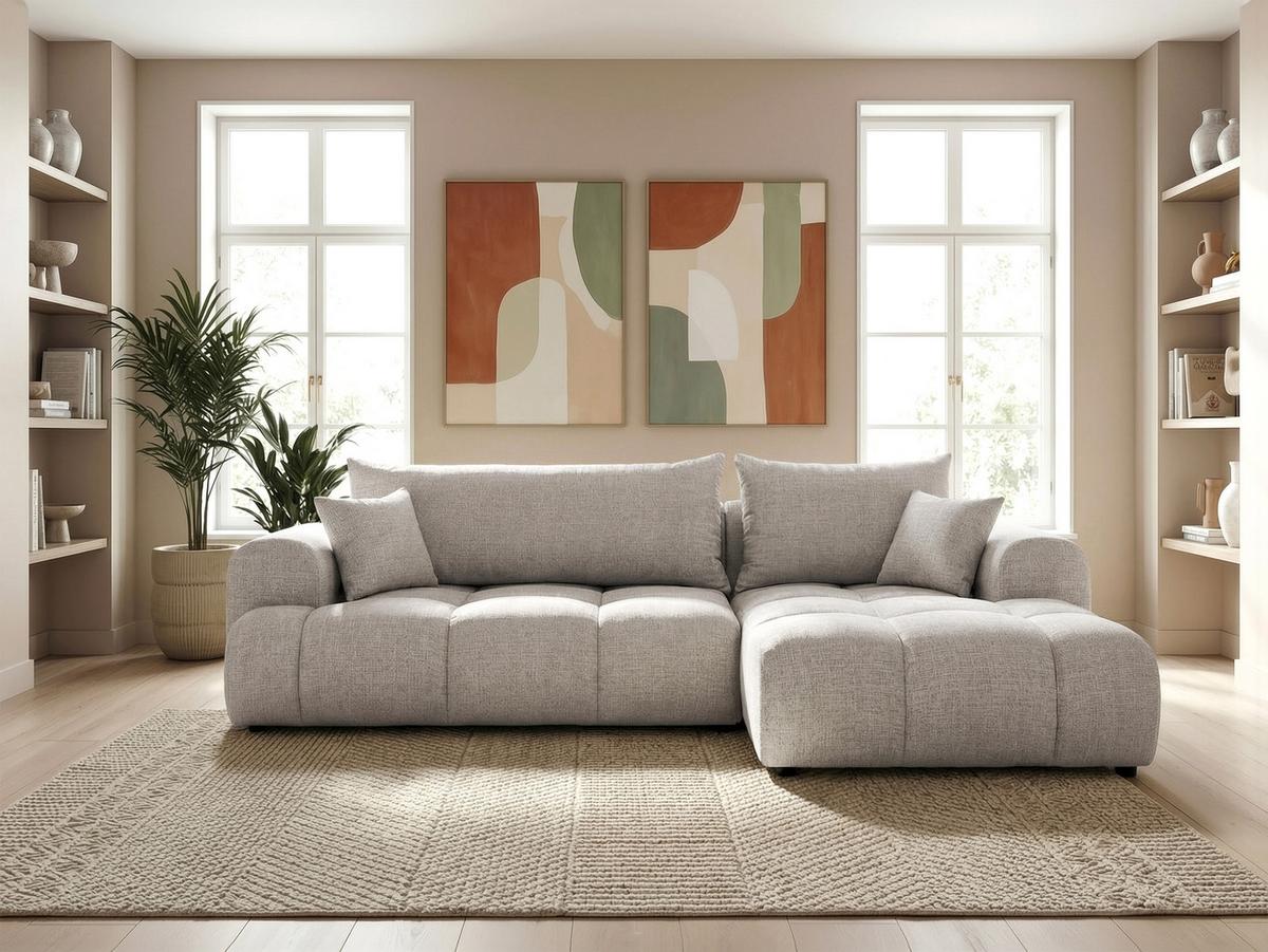 ECKSOFA MILANO Rechts mit Schlaffunktion und Bettkasten Grau - Grau, Kunststoff/Textil (265/145cm) - Idohome