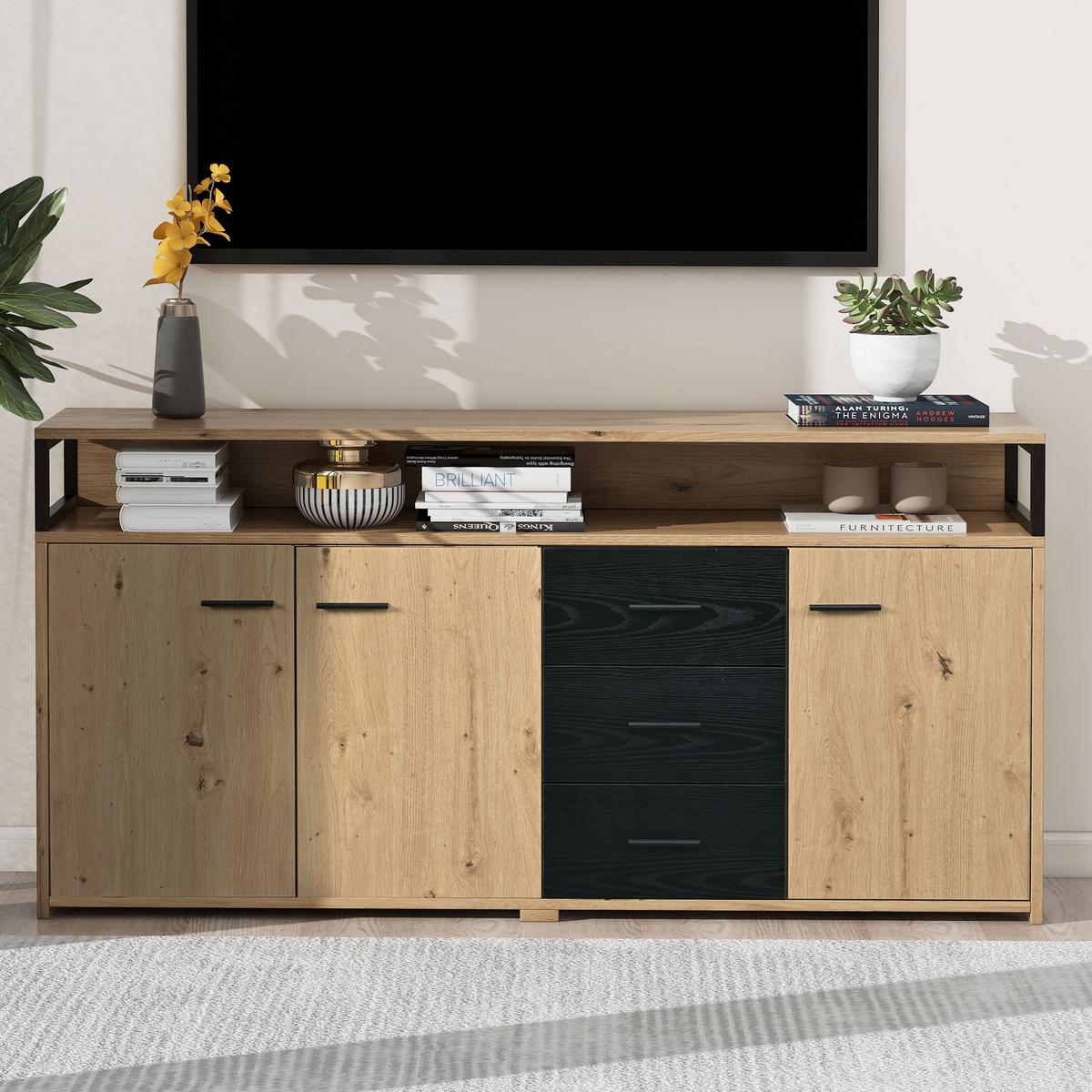 SIDEBOARD Holzeffekt 150/35/75,9 cm - Braun, Holzwerkstoff/Metall (35/76/150cm) - Urban Meuble