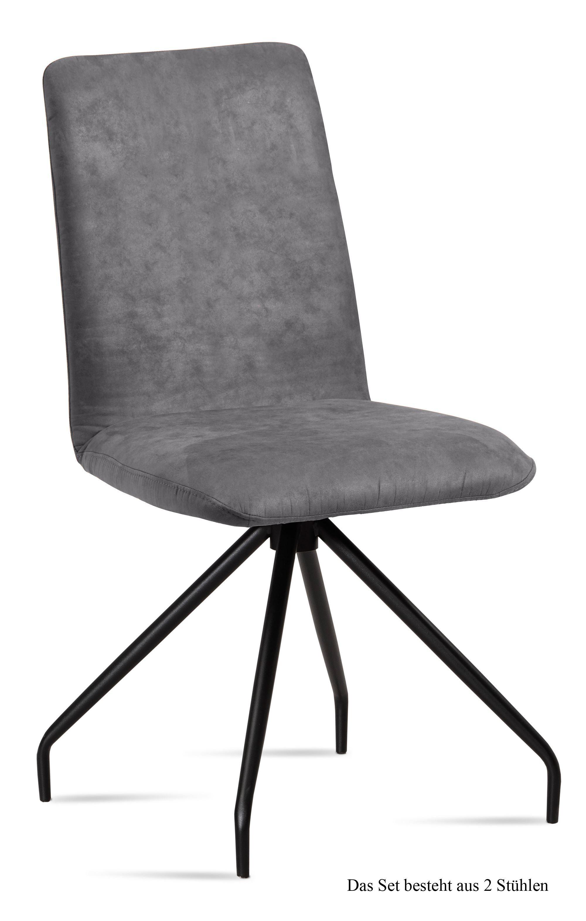 ESSZIMMERSTUHL (2er-Set) Desiri 47x92x60 Schwarz/Grau - Schwarz/Grau, Kunststoff (60/92/47cm) - 58aufmkessel