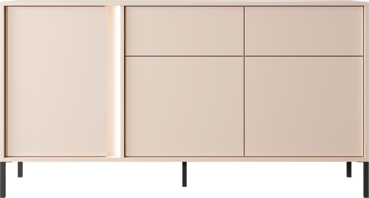 SIDEBOARD Donna in Beige mit LED 153/81/40 cm - Beige/Schwarz, Holzwerkstoff/Metall (153.1/81.4/39.5cm) - WFL GROUP