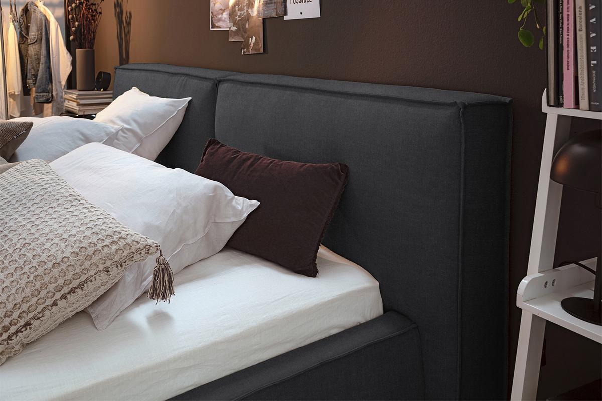 POLSTERBETT CARLO Granit Flachgewebe - Dunkelgrau/Grau, Textil (140/200cm) - KAWOLA