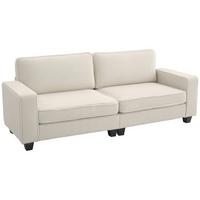 3-SITZER Sofa mit Cordbezug, Wohnzimmersofa mit Federkern, bis 400 kg, Cremeweiß - Creme/Schwarz, Kunststoff/Textil (84/87/227cm) - HOMCOM