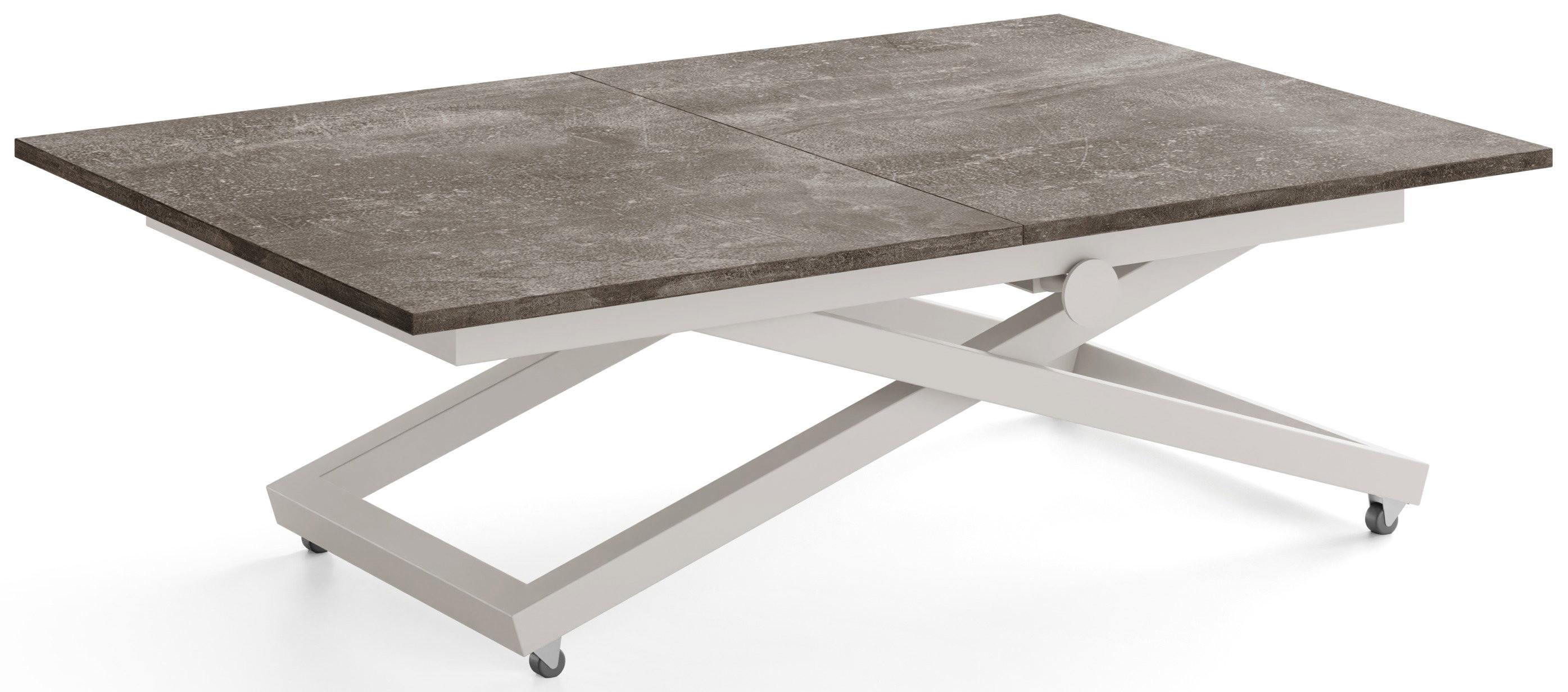 COUCHTISCH Axen höhenverstellbar ausziehbar, Beton Dunkelgrau 120-160/80/38-75 cm - Kaschmir/Dunkelgrau, Holzwerkstoff/Metall (80/160/75cm) - WFL GROUP