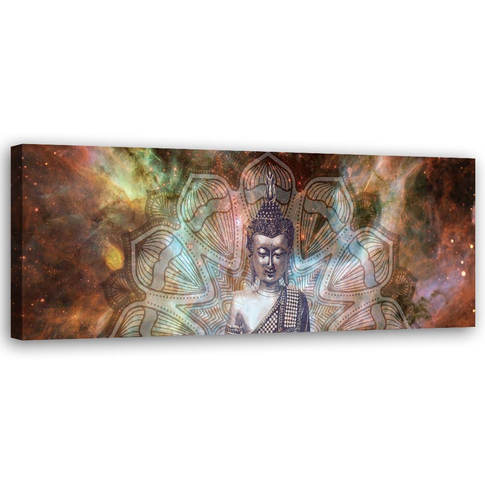 WANDBILD abstrakt mit buddha - Braun, Textil (90/30cm) - Feeby