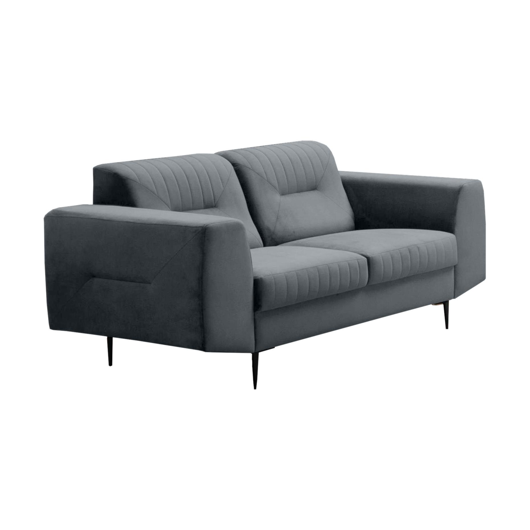 2-SITZER SOFA Venezia dunkelgrau mit schwarzen Beinen - Dunkelgrau/Schwarz, Textil/Metall (172/85/94cm) - Beautysofa