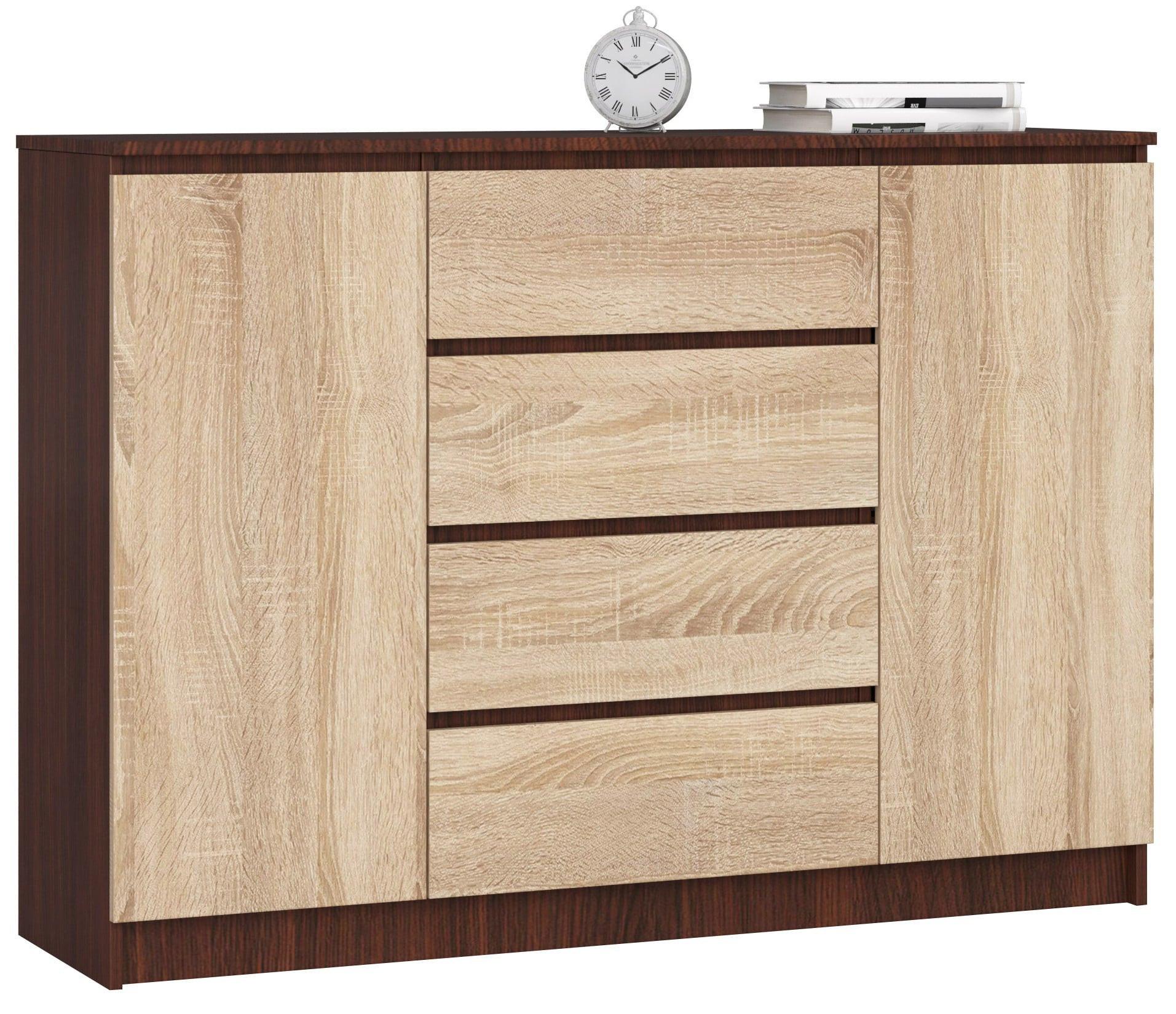 KOMMODE Dunkelbraun, Eiche Sonoma 99/138/40 - Dunkelbraun, Holzwerkstoff (138/99/40cm) - RAUMHIRSCH FURNITURE