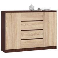 KOMMODE Dunkelbraun, Eiche Sonoma 99/138/40 - Dunkelbraun, Holzwerkstoff (138/99/40cm) - RAUMHIRSCH FURNITURE
