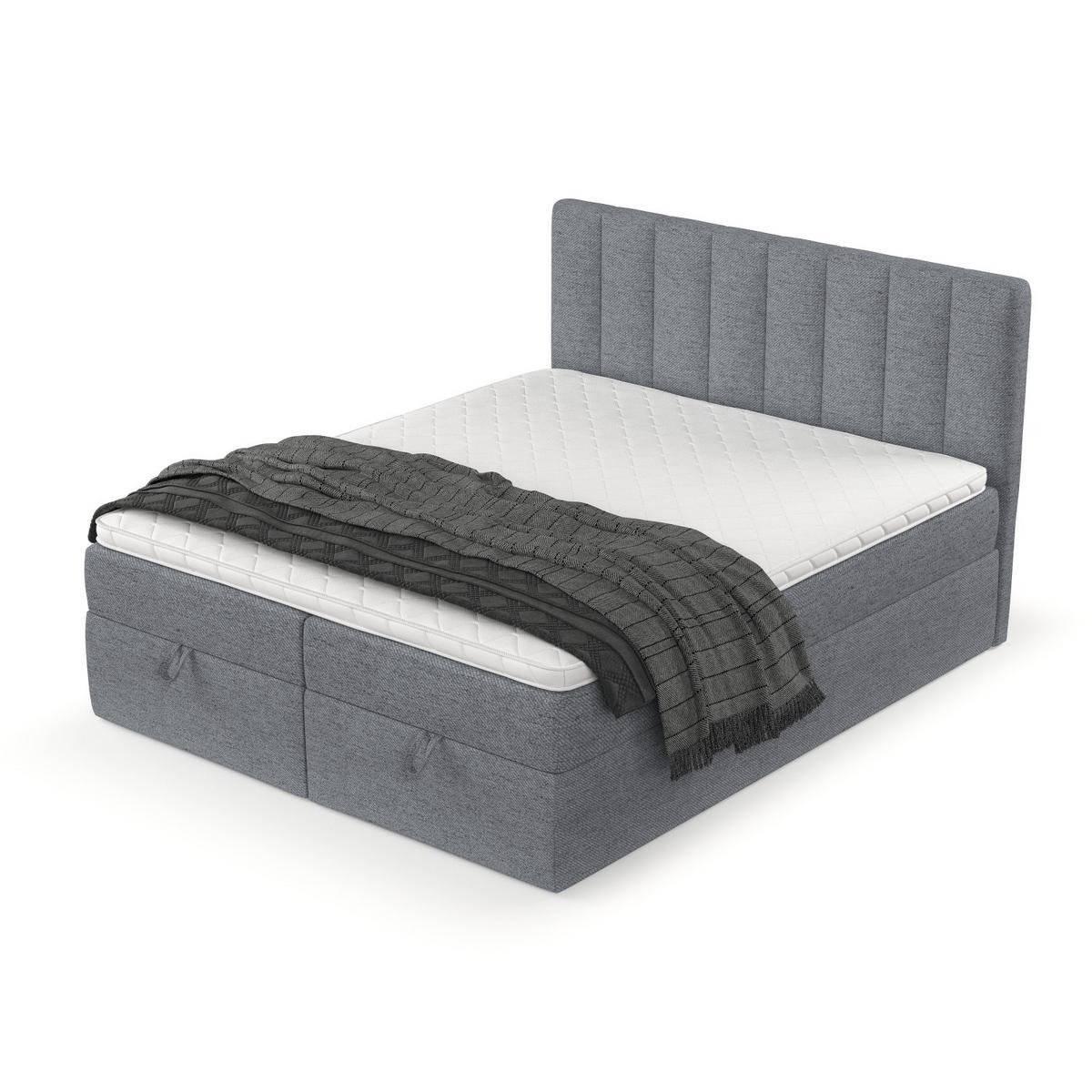 BOXBETT Lusso 160/200 cm Grau im Neve Stoff - Schwarz/Grau, Holz/Holzwerkstoff (160/200cm) - AltaBeds