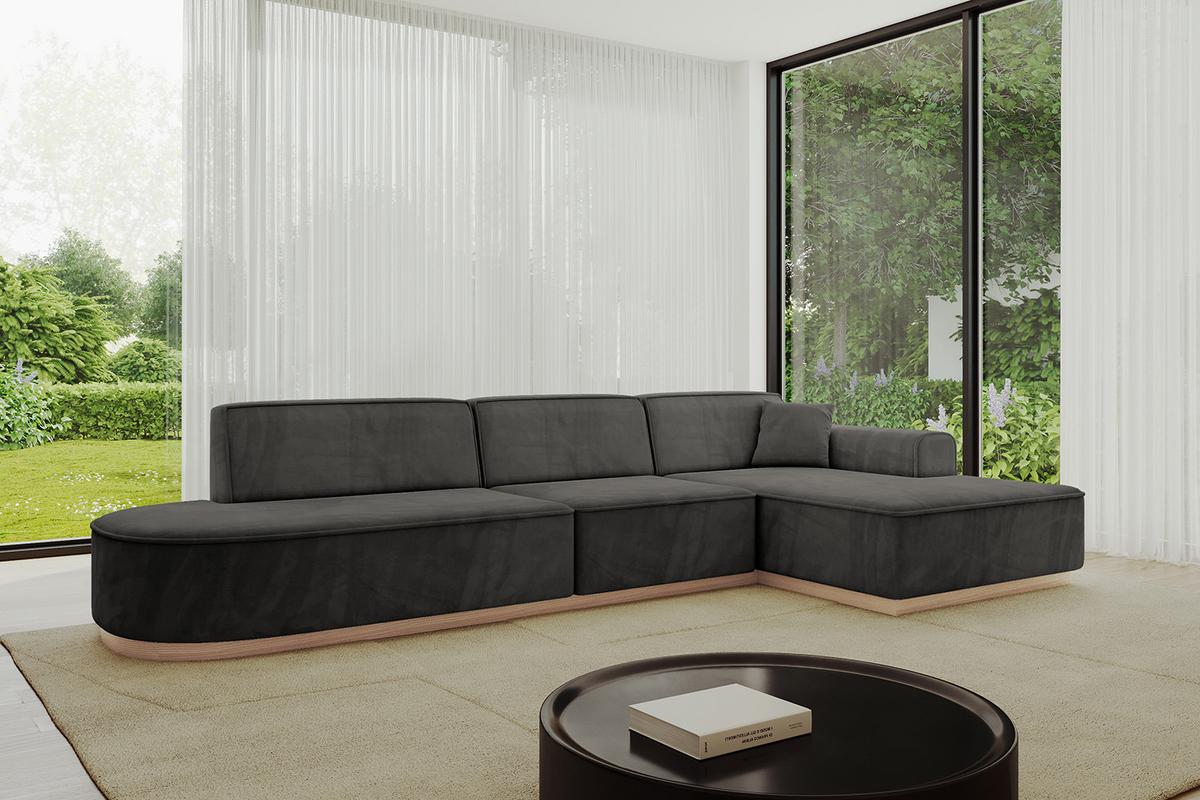 ECKSOFA Ottomane Rechts IREA-L2 - 327x165x80 cm Ecru - Anthrazit, Holzwerkstoff/Textil (327/165cm) - ALTDECOR