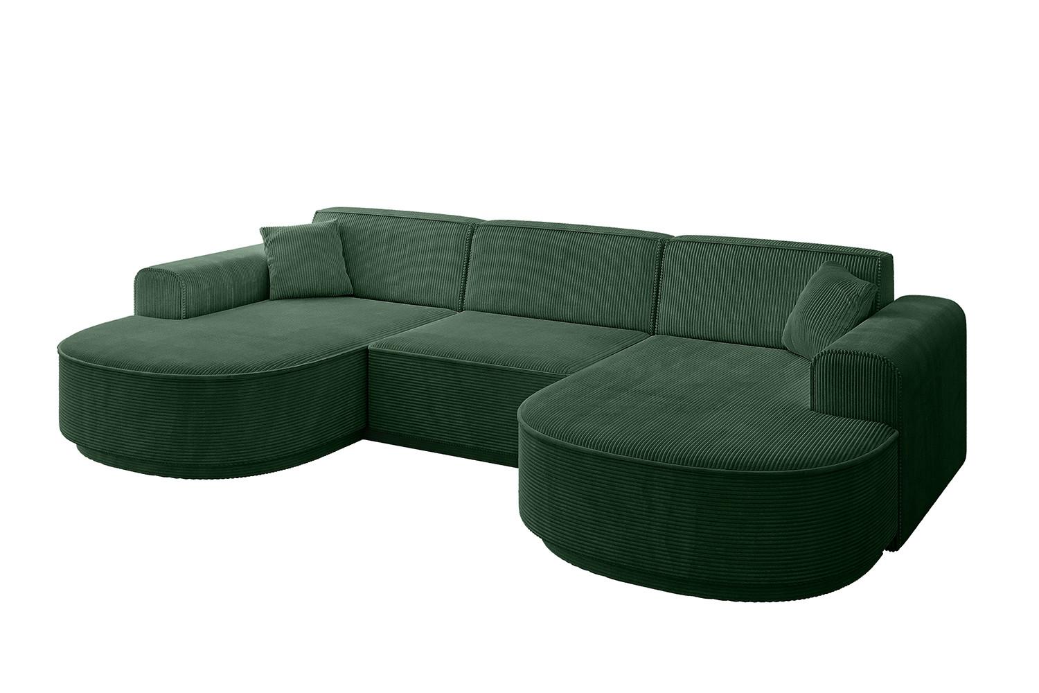 WOHNLANDSCHAFT MARI-U1-v3 - 303x171x83 cm Grün Cord - Schwarz/Grün, Holzwerkstoff/Kunststoff (303/83/171cm) - ALTDECOR