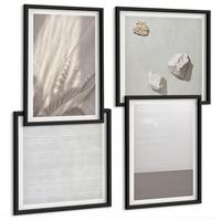 BILDER SET 4er Set - 50x50 cm & 40x60 cm Schwarzer Rahmen - Zarte Boho-Texturen der Natur - Schwarz, Kunststoff (50/50cm) - TULUP