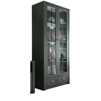 VITRINE grün Landhaus 90 x 197 cm, Vitrinenschrank für Wohn- und Esszimmer - Chromfarben/Schwarz, Glas/Holzwerkstoff (90/197/43cm) - Furn.Design