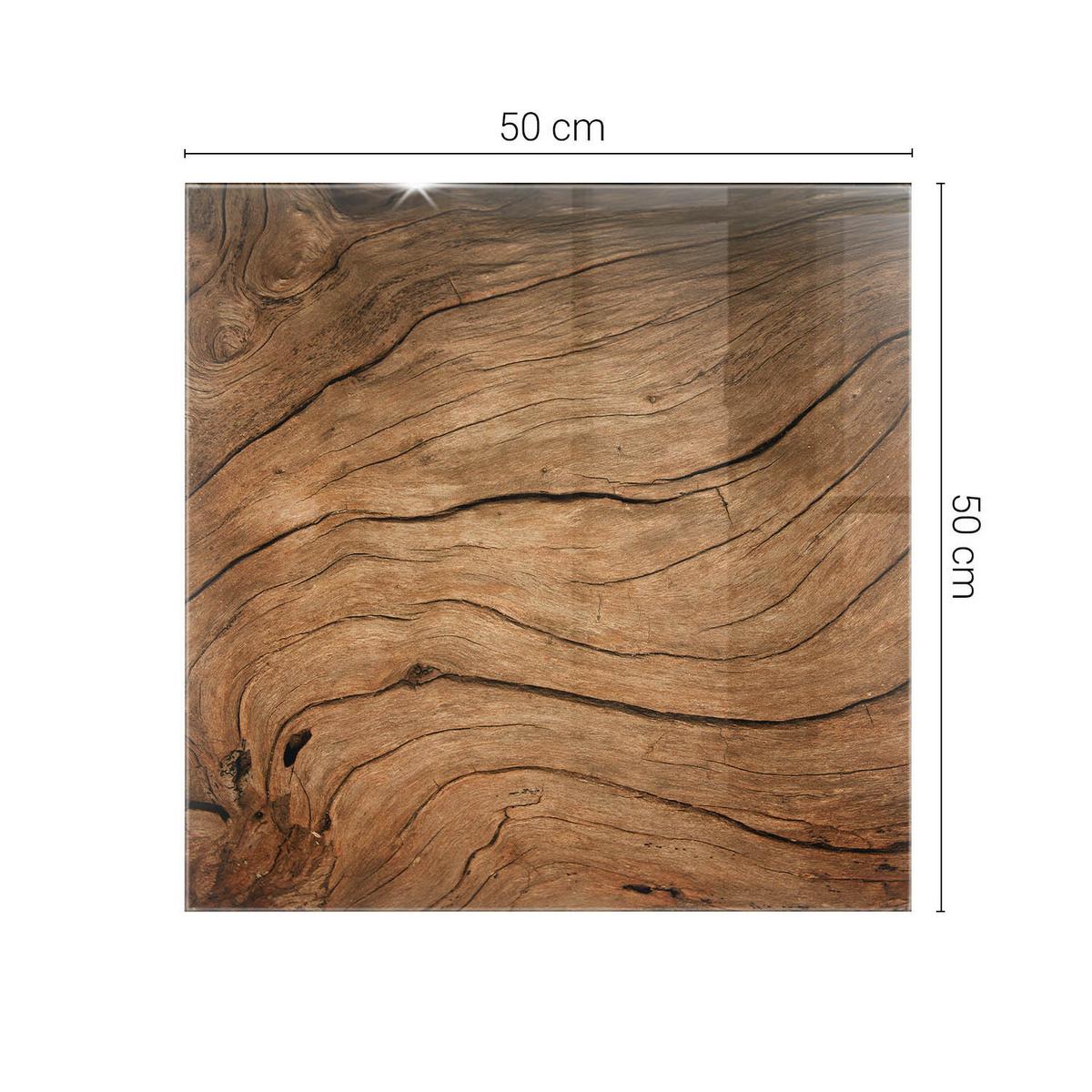 TISCHPLATTE 50x50 cm Natürliche Holzmaserung - Braun, Glas (0.4/50/50cm) - TULUP