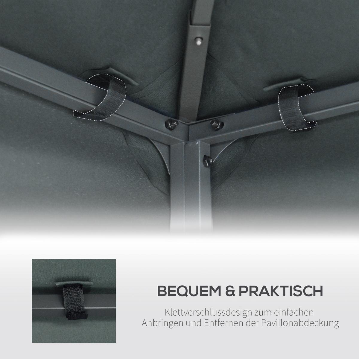 PAVILLONDACH, Polyester, Kohlegrau - Grau, Kunststoff (300/18/300cm) - Outsunny