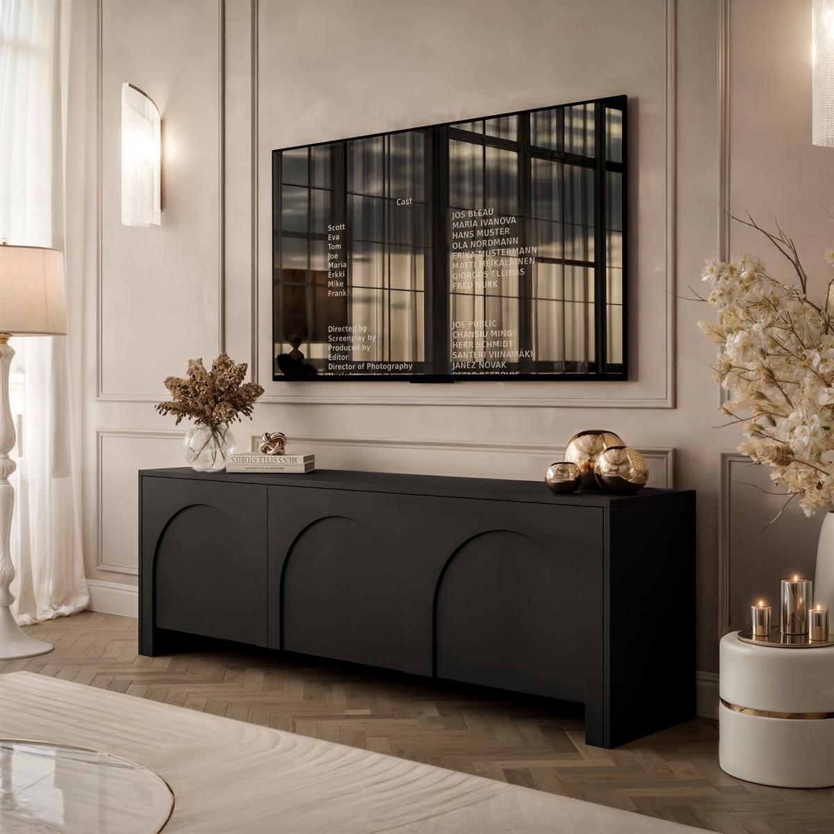 TV-ELEMENT ARIADNA schwarz dreitürig - Schwarz, Holzwerkstoff (154/51/35cm)