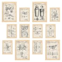 POSTER Set Mit 12 Flugmaschinenpatente A3 Rahmen Aus Hellem Holz - Beige, Papier (29.7/5/42cm) - Nacnic