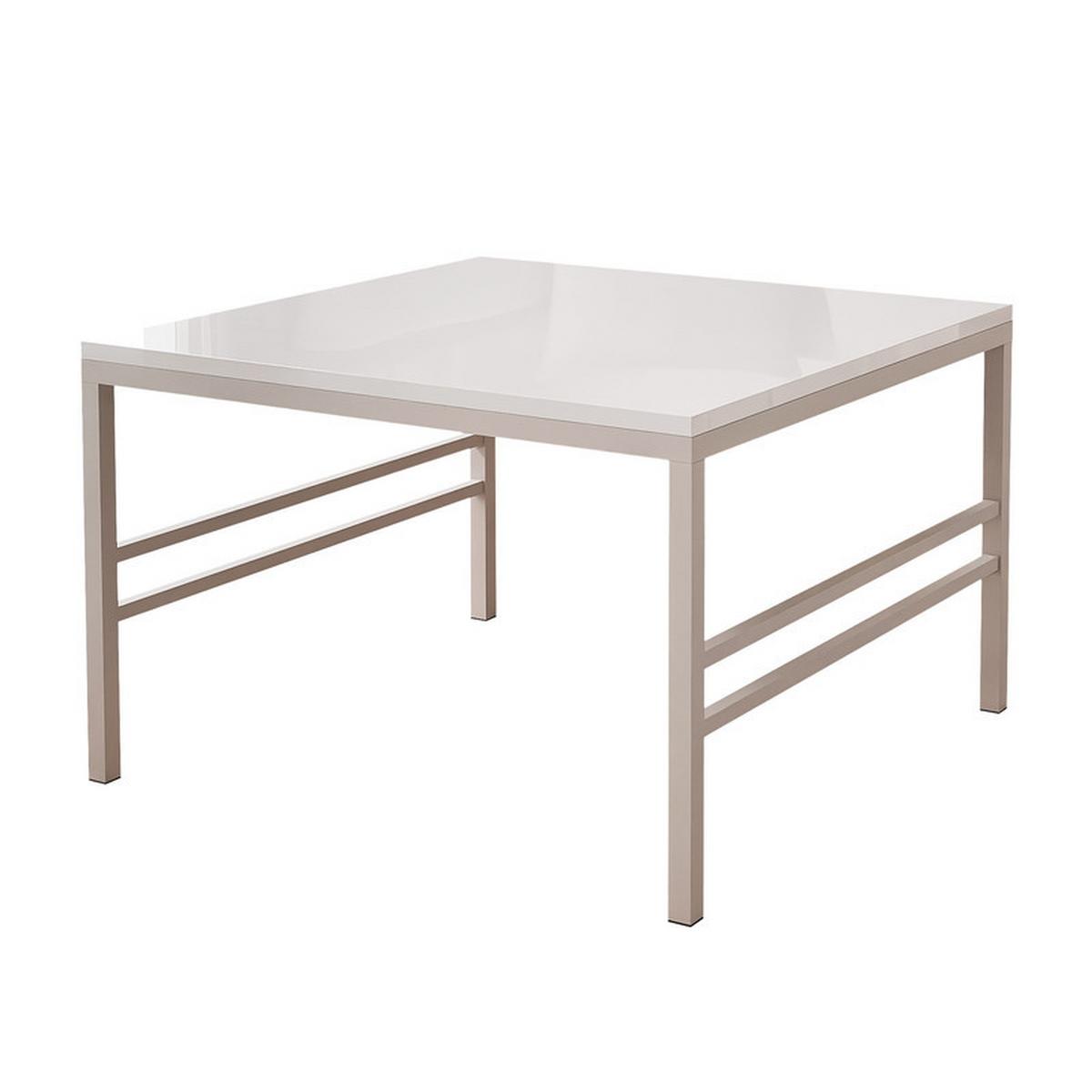 COUCHTISCH FORMA 60/60 cm Quadrat, Kaschmir / Weiß Hochglanz - Kaschmir/Weiß Hochglanz, Metall (60/60/40cm) - Idohome