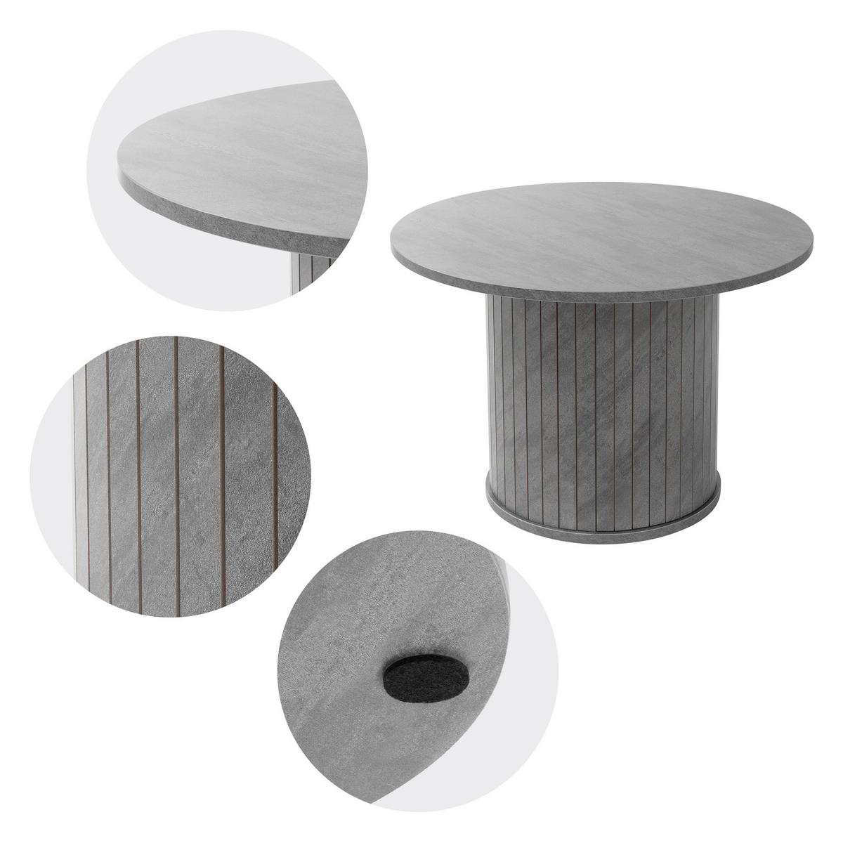 COUCHTISCH rund Ø60 x 40 cm Beton-Optik Grau - Grau, Holz (60/60/40cm) - ML-DESIGN